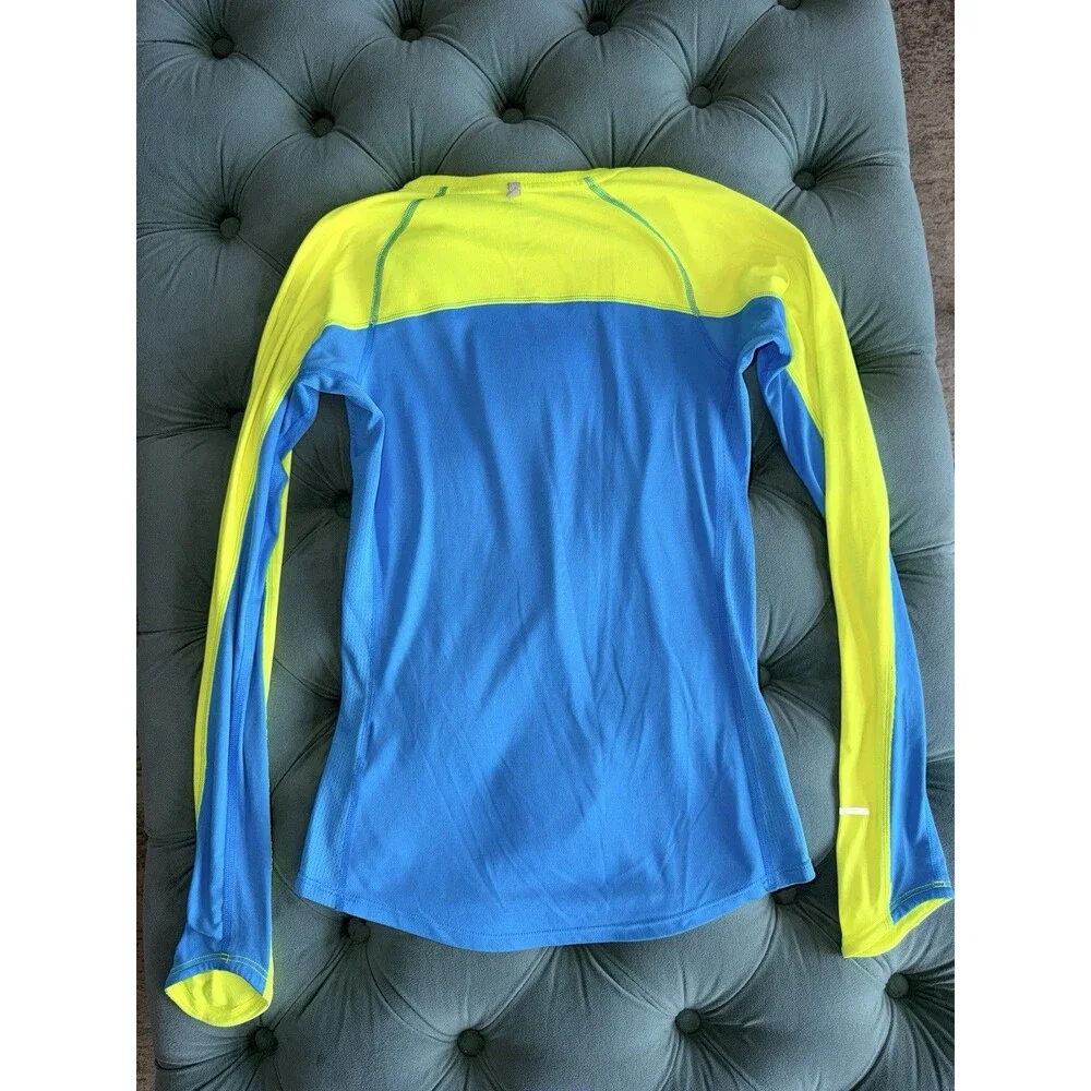 Nike Running Miler Long Sleeve Shirt Blue Bright Yellow Women’s Size XS